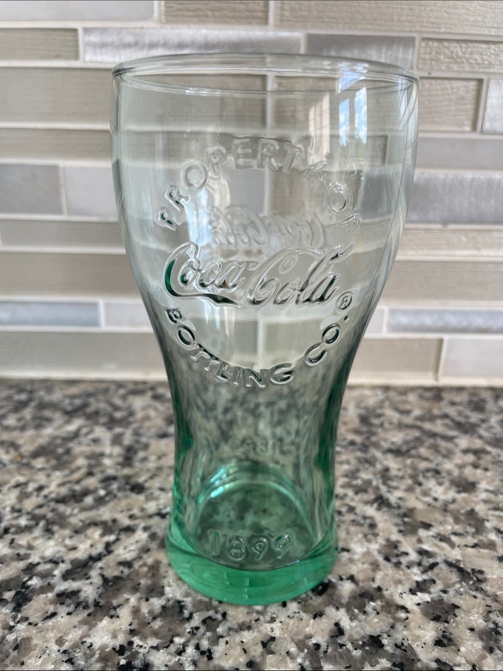 Vintage Coca Cola Glass Pasabahce 1899 Georgian Green Droplet Base Rare